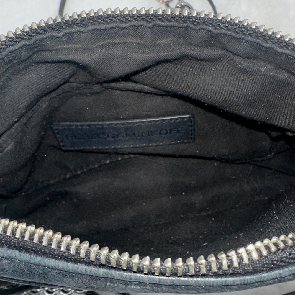 Rebecca Minkoff Black Leather Fringe Crossbody Bag With Silver Chain Strap - Picture 11 of 11